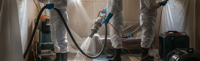 Water damage restoration team in Fremont, CA inspecting and drying a home after flooding